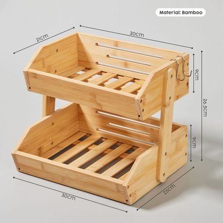2-Tier Bamboo Countertop Organizer Storage Rack