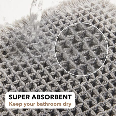Super Absorbent Waffle Bath Mat - Grey