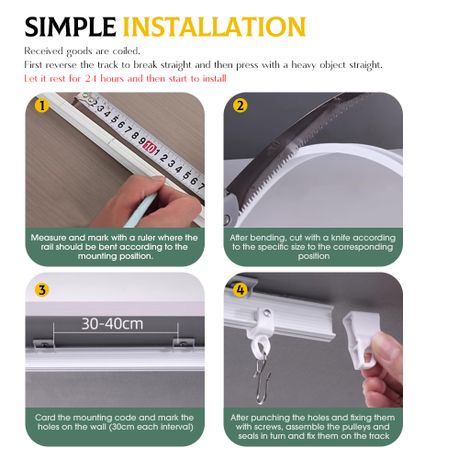 3M Flexible Bendable Curtain Rail Track - White