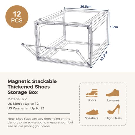 Stackable Magnetic Shoe Boxes | 12-Pack