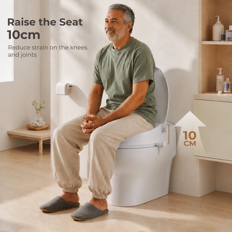 Raised Toilet Seat 10cm Elevated Riser Tool Free Bathroom Support