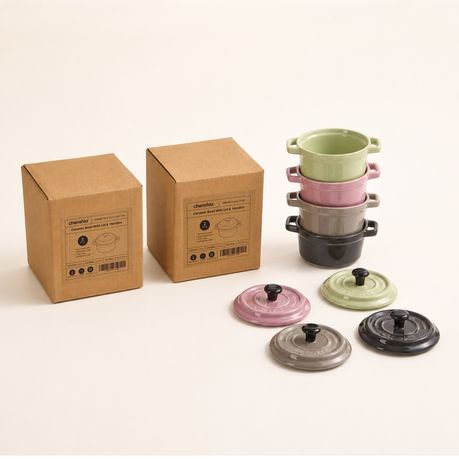 220ml Ceramic Ramekin Dishes with Lids (Set of 4)