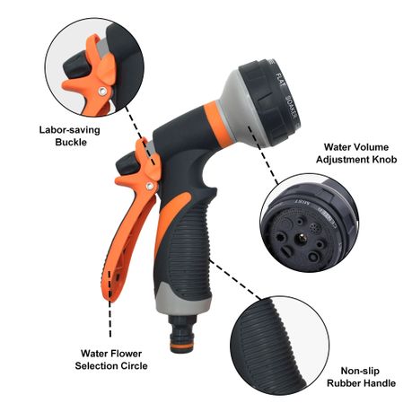 Garden Hose Nozzle High Pressure Water Spray Gun Attachment Set
