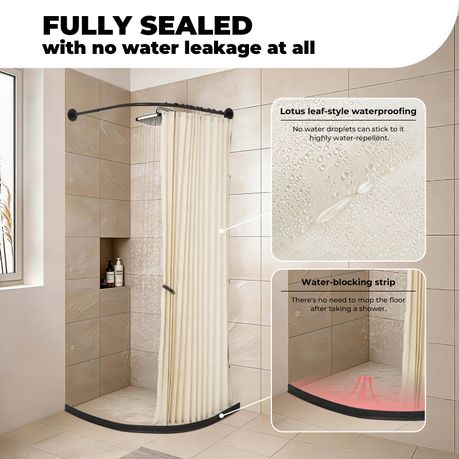 Chenshia Magnetic Folding Shower Curtain Kit No-drill & Waterproof Curtain