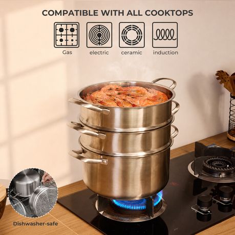 2-in-1 Stainless Steel Steamer & Soup Pot