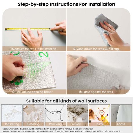 Textured Self-Adhesive Foam Wallpaper - 50 cm × 10 m