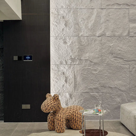10-Pack 3D Stone-Like Wall Panel Accent Wall Tiles Rock Decor - White