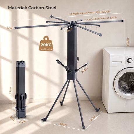 Black Extendable Clothes Drying Rack
