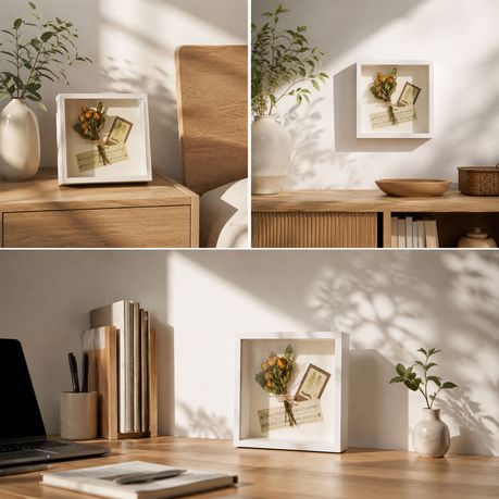 White 20cm Shadow Box Frame - 3D Deep Display Case (2 Pack)