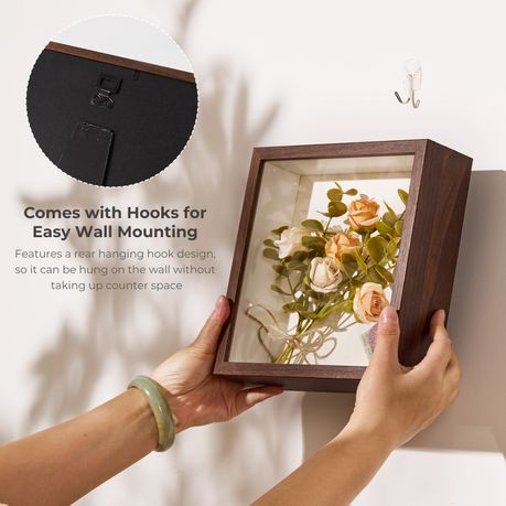 Walnut 20cm Shadow Box Frame - 3D Deep Display Case (2 Pack)