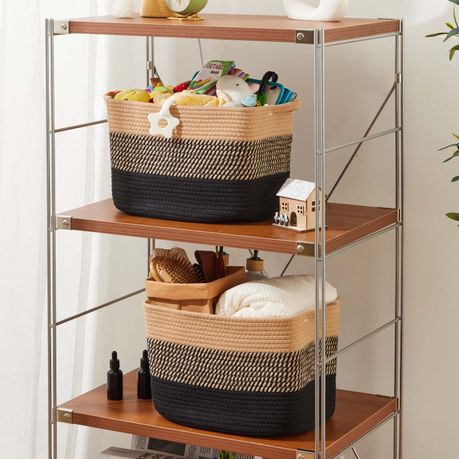 Chenshia 4Pc 19L Cotton Woven Storage Basket Cosmetic&Towel Organiser Bins