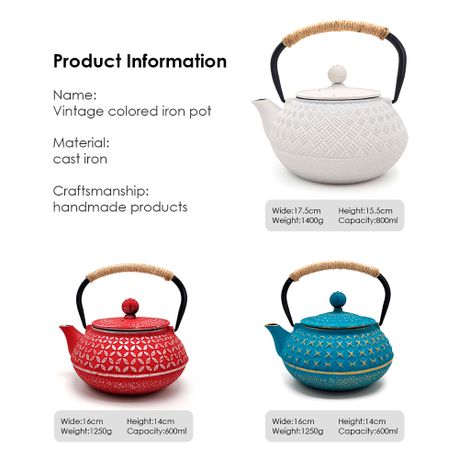 Chenshia 800ml Authentic Handmade Cast Iron Teapot with Infuser