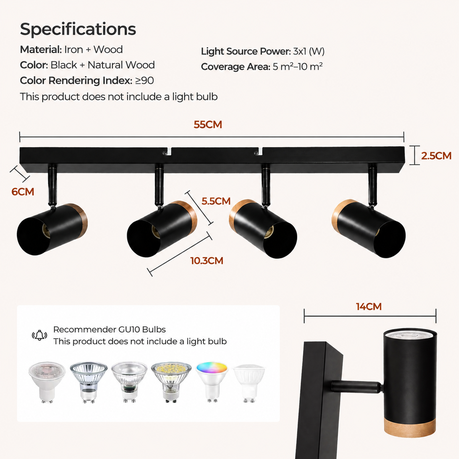 4-Head Adjustable Spotlight Ceiling Light