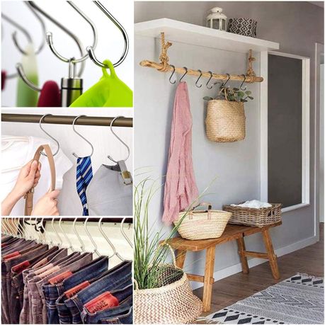 S-Shaped Hooks 30 Pack Stainless Steel Hanging Pegs