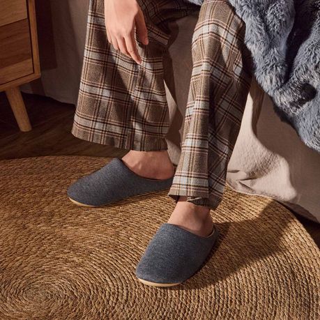 Memory Foam Cotton Slippers Grey Anti-Slip Indoor Comfort - Unisex