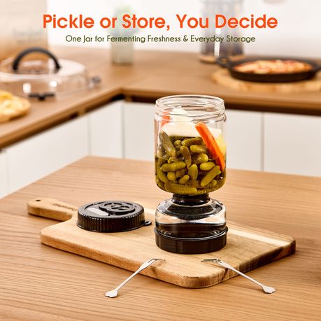 Chenshia 1L Glass Pickle Jar Hourglass Airtight Strainer Fermentation Tool