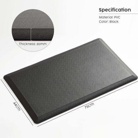 Black Anti-Fatigue Kitchen Floor Mat 75x44cm