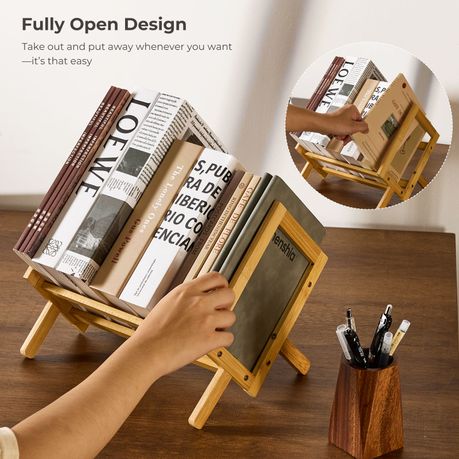 Bamboo Desktop Bookshelf Organiser