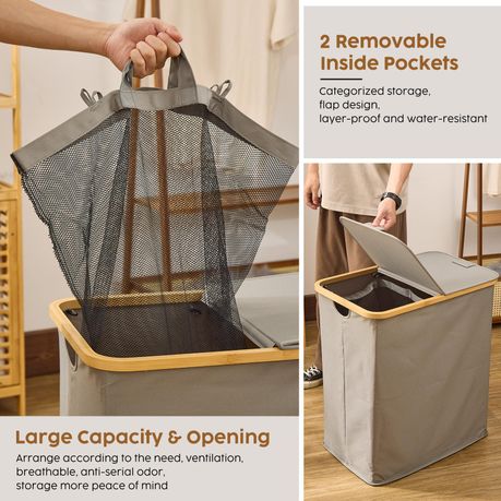 140L Double Laundry Hamper with Lid