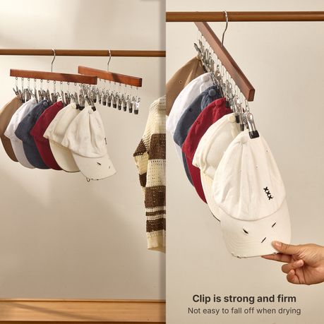 Wooden Multi-Pant Hangers with Anti-Slip Clips - 2 Pack
