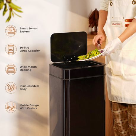 50L Stainless Steel Touchless Sensor Bin