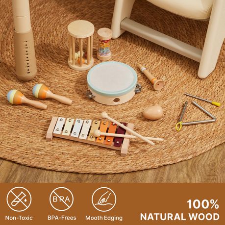 Toddler Musical Instruments Montessori Wooden Toys Baby Xylophone Set
