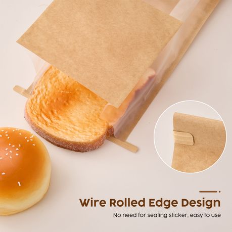 Kraft Paper Bags with Window - 50-Pack