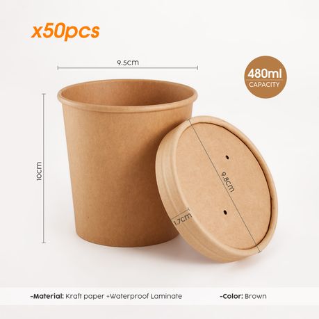 480ml Kraft Paper Soup Bowl - 50pcs