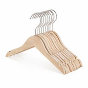 10Pc Wooden Kids Clothes Hangers with Anti-Slip Shoulder Grooves