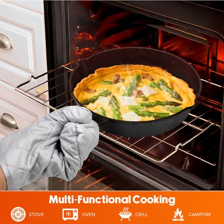 Cast Iron Skillet Pan Set 3-Piece Pre Seasoned Frying Grill Cookware
