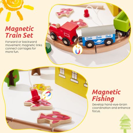 Wooden Train Set Tracks Railway Toy