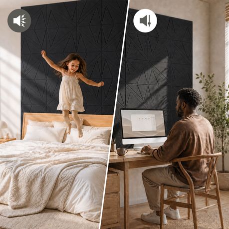 Black Self-Adhesive Acoustic Felt Panels | 12-Pack | 30 × 30 cm