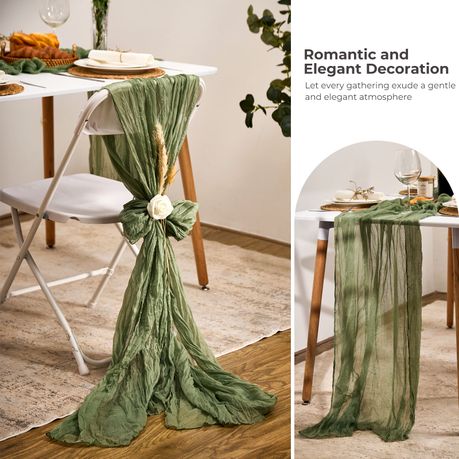 Green Cheesecloth Table Runner (2 Piece)