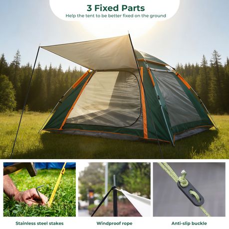 Chenshia 4 Person Camping Tent 210D Oxford Fabric Anti-Mosquito Pop-Up Tent