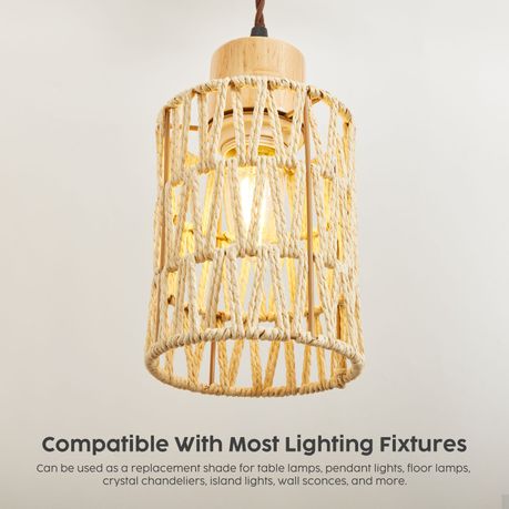 3-Piece Handcrafted Woven Rattan Lampshade Light Cover & Home Decor