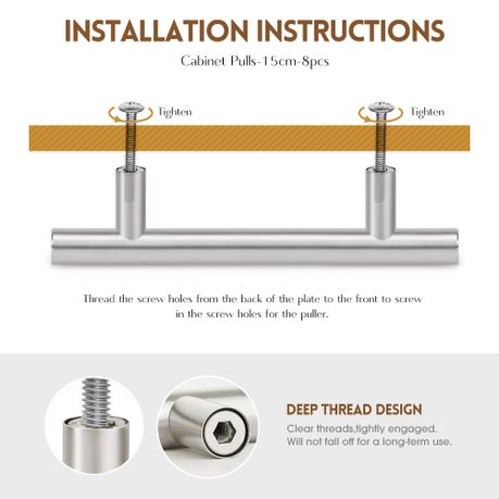 Cabinet Handles 8-Pack Stainless Steel 96mm Kitchen Pulls