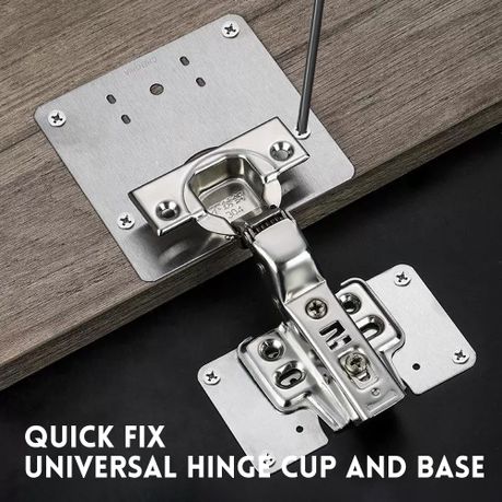 6-Piece Cabinet Hinge Repair Plate Set Stainless Steel Bracket Kit
