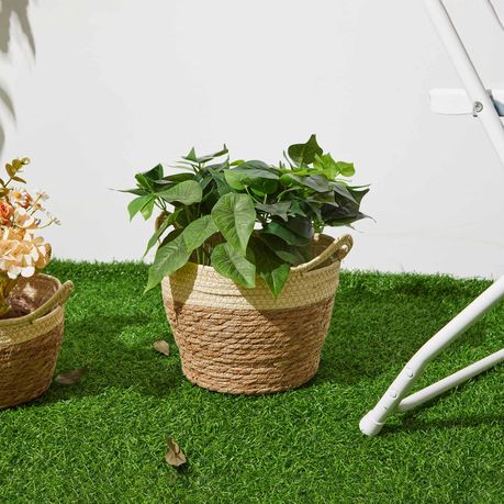 Woven Mat Grass Planter Flower Basket Set