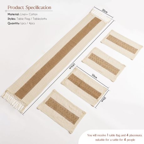 4-Pack Natural Jute Table Mats Woven Rectangle