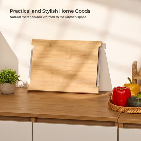Bamboo Cutting Board with 2 Pull-Out Stainless Steel Trays