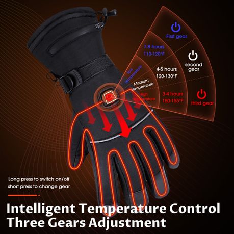 Rechargeable Heated Gloves - Touch Screen Waterproof Winter Mittens