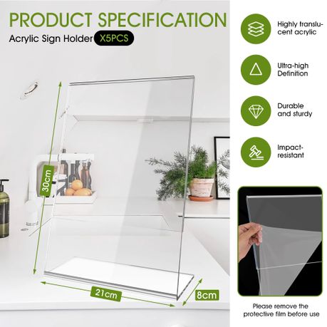 A4 Slant-Back Acrylic Sign Holder Set