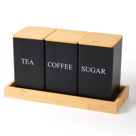 Chenshia 3Pc Tea & Sugar Canister with Tray