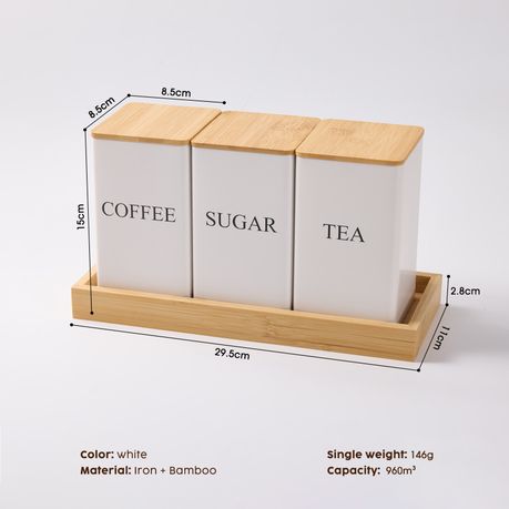 Chenshia 3Pc Tea & Sugar Canister with Tray