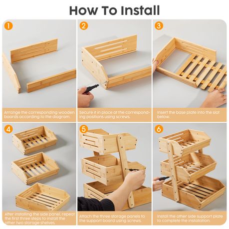 3-Tier Bamboo Kitchen Countertop Food Storage Organiser