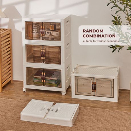 Chenshia 5-Tier Collapsible Storage Organizer Magnetic Doors Rolling Closet