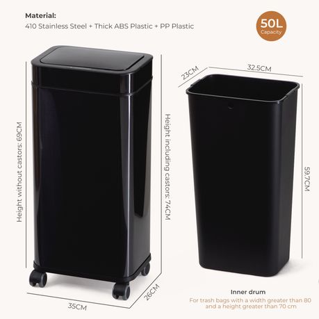 50L Stainless Steel Touchless Sensor Bin