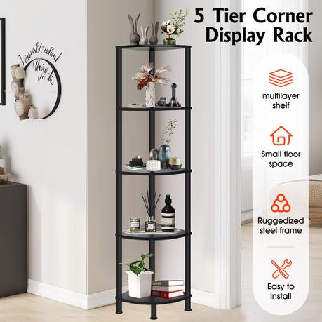 5-Tier Corner Shelf Space-Saving Bookshelf