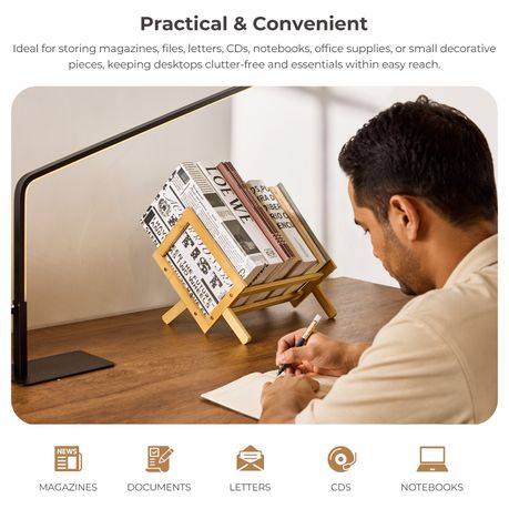 Bamboo Desktop Bookshelf Organiser