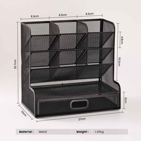 Chenshia Mesh Desktop Stationary Organizer with Drawer Pens Holder for Desk